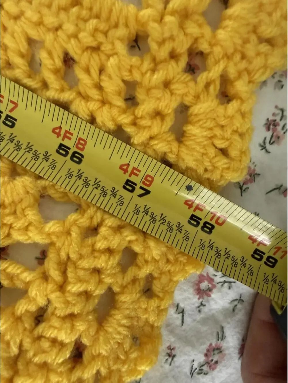 Vintage Hand Made Crochet Mustard Oversized Throw Blanket- 58
